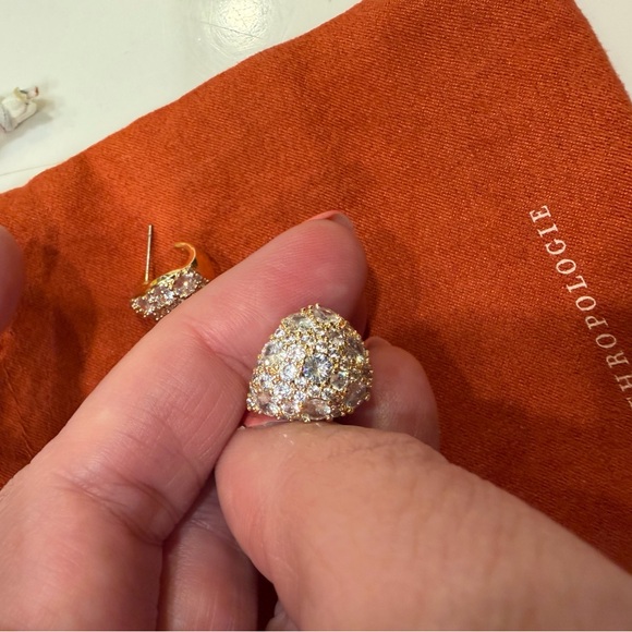 Anthropologie Pavé Triangular Huggie Earrings - Picture 3 of 11